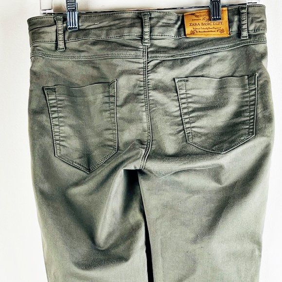 Zara Basic Skinny Olive Green Pant 38 - Picture 3 of 4